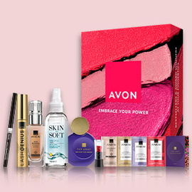 Avon Welcome Power Pack with its product selection and pink box